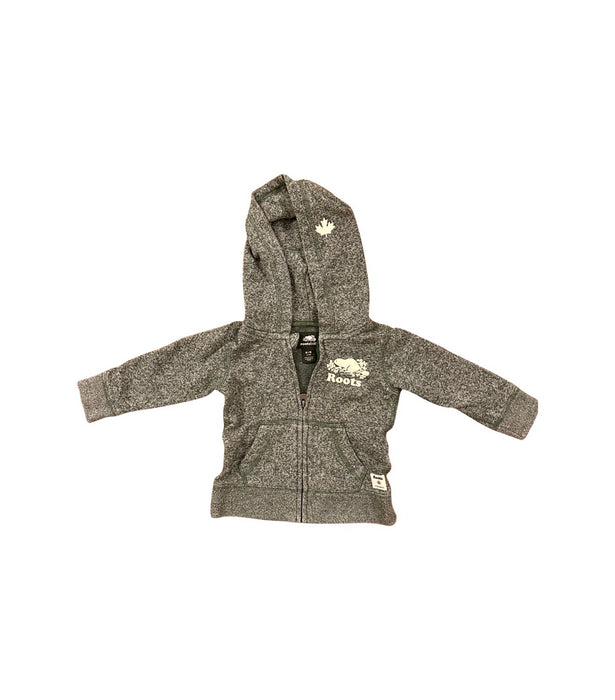 A Grey Zippered Sweatshirts from Roots in size 6-12M for neutral. (Front View)