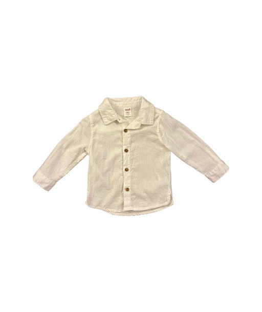 A White Long Sleeve Polos from Seed in size 6-12M for boy. (Front View)