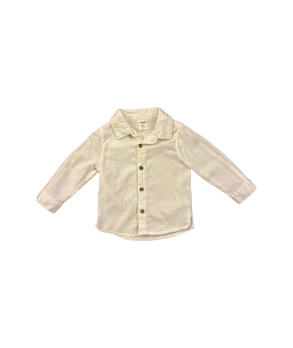 A White Long Sleeve Polos from Seed in size 6-12M for boy. (Front View)
