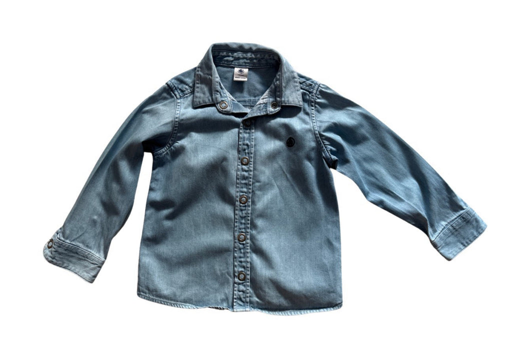 A Blue Long Sleeve Polos from Petit Bateau in size 4T for neutral. (Front View)