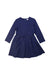 A Navy Long Sleeve Dresses from Il Gufo in size 4T for girl. (Front View)