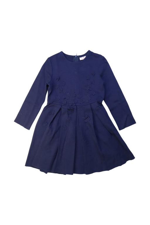 A Navy Long Sleeve Dresses from Il Gufo in size 4T for girl. (Front View)
