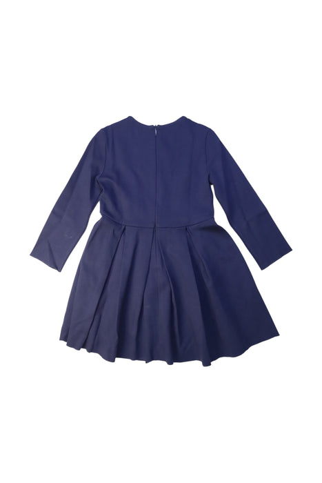 A Navy Long Sleeve Dresses from Il Gufo in size 4T for girl. (Back View)
