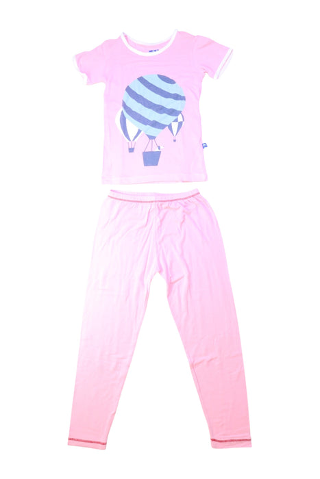 A Pink Pyjama Sets from KicKee Pants in size 4T for girl. (Front View)