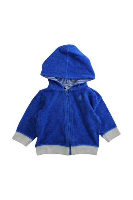 A Blue Zippered Sweatshirts from Petit Bateau in size 3-6M for neutral. (Front View)