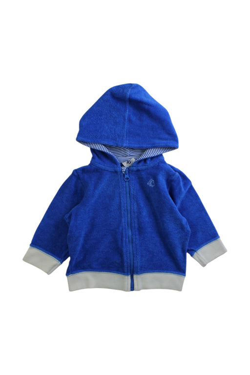 A Blue Zippered Sweatshirts from Petit Bateau in size 3-6M for neutral. (Front View)