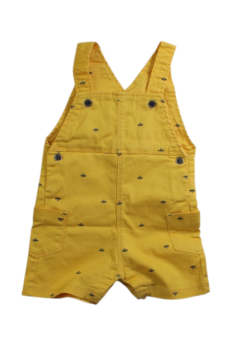 A Yellow Overall Shorts from Absorba in size 0-3M for boy. (Front View)