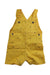 A Yellow Overall Shorts from Absorba in size 0-3M for boy. (Front View)