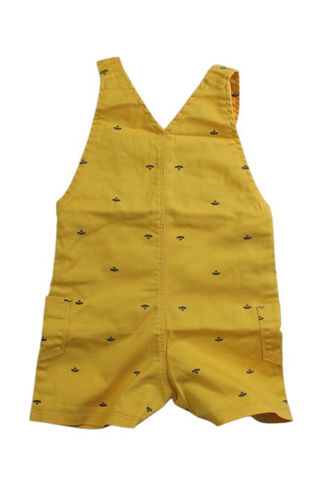 A Yellow Overall Shorts from Absorba in size 0-3M for boy. (Back View)