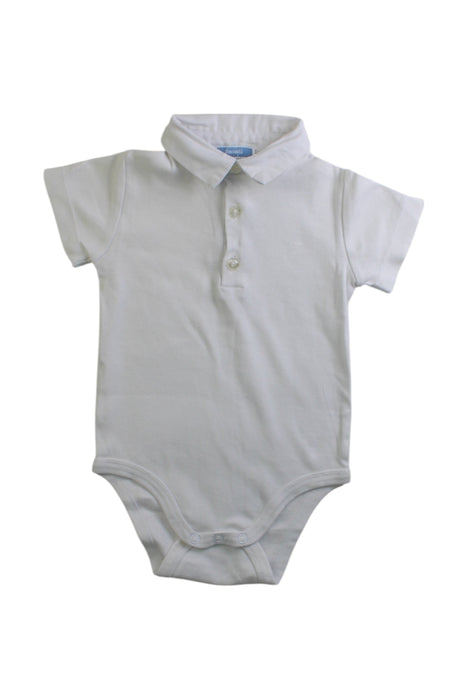 A White Short Sleeve Bodysuits from Jacadi in size 6-12M for boy. (Front View)