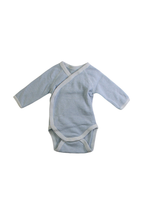 A Blue Long Sleeve Bodysuits from Petit Bateau in size Newborn for boy. (Front View)