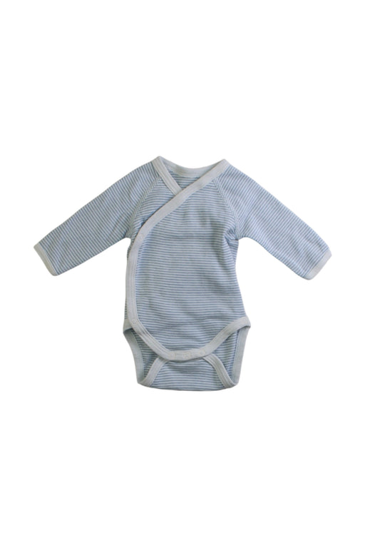 A Blue Long Sleeve Bodysuits from Petit Bateau in size Newborn for boy. (Front View)