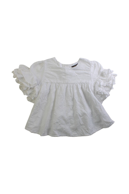 A White Short Sleeve Tops from Velveteen in size 5T for girl. (Front View)