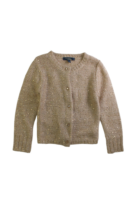 A Beige Cardigans from Velveteen in size 5T for girl. (Front View)