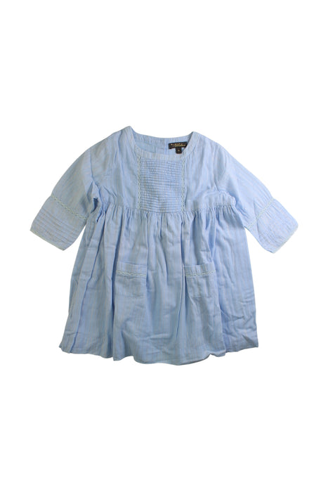 A Blue Long Sleeve Dresses from Velveteen in size 4T for girl. (Front View)