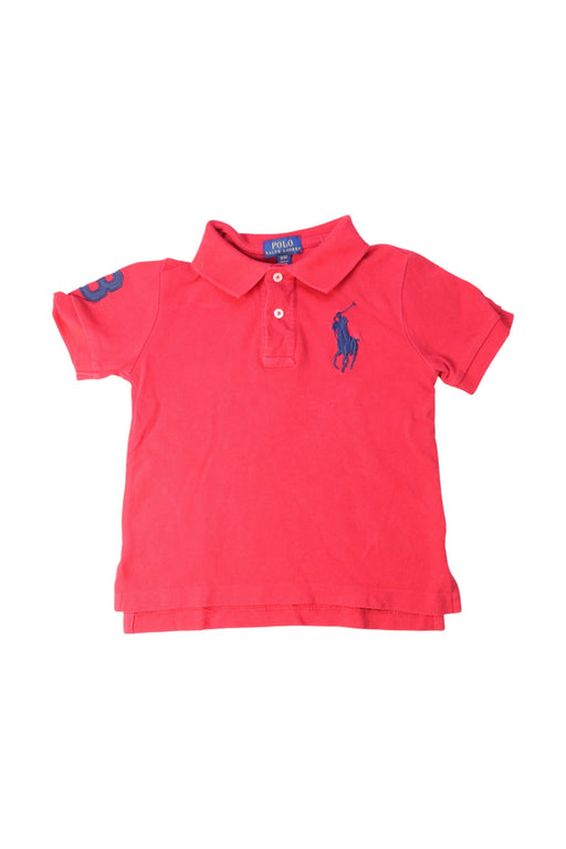 A Red Short Sleeve Polos from Polo Ralph Lauren in size 3T for boy. (Front View)