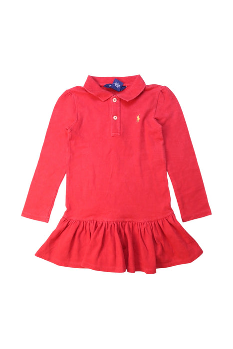 A Red Long Sleeve Dresses from Ralph Lauren in size 4T for girl. (Front View)