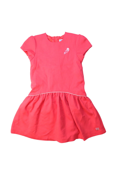 A Red Short Sleeve Dresses from Jacadi in size 6T for girl. (Front View)