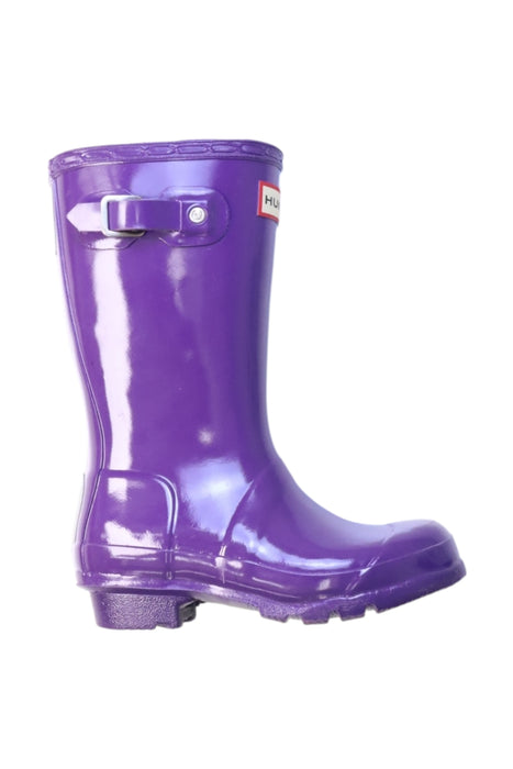 A Purple Rain Boots from Hunter in size 5T for girl. (Front View)