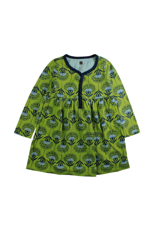 A Green Long Sleeve Dresses from Tea in size 4T for girl. (Front View)