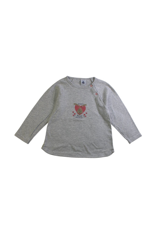 A Grey Long Sleeve Shirts from Petit Bateau in size 3T for girl. (Front View)