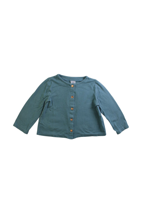 A Teal Cardigans from Petit Bateau in size 3T for girl. (Front View)
