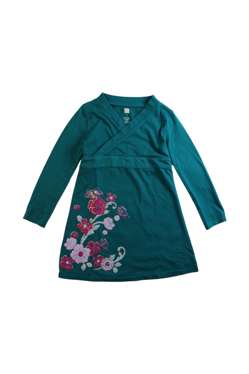 A Teal Long Sleeve Dresses from Tea in size 4T for girl. (Front View)