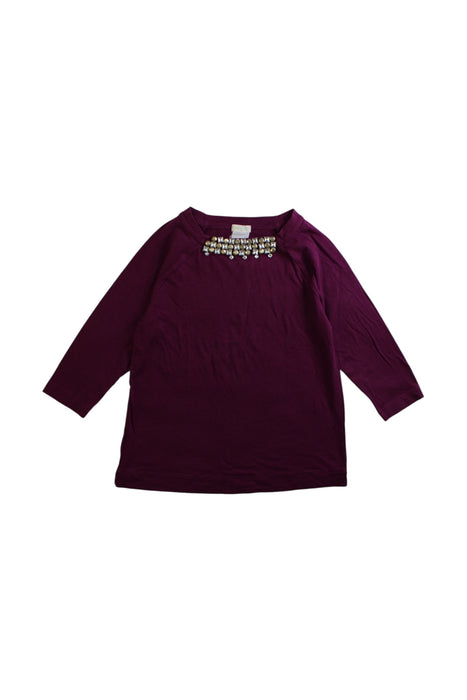 A Burgundy Long Sleeve Tops from Crewcuts in size 4T for girl. (Front View)