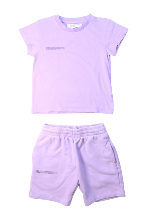 A Purple Shorts Sets from Pangaia in size 5T for girl. (Front View)