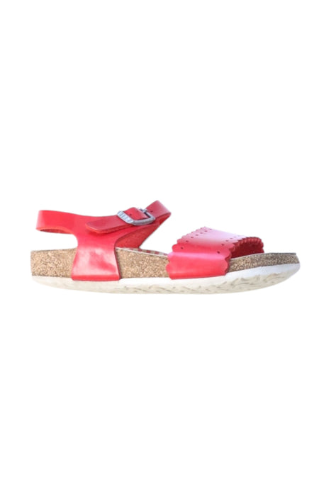 A Red Sandals from Birkenstock in size 5T for girl. (Front View)
