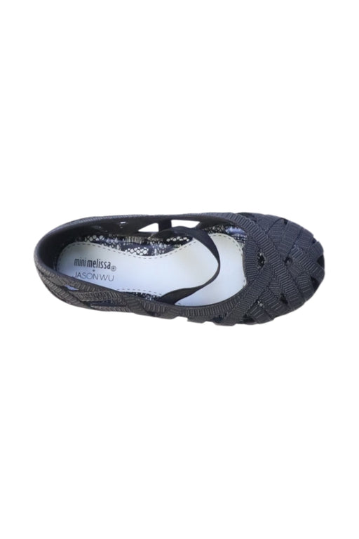 A Black Flats from Mini Melissa Jason Wu in size 5T for girl. (Front View)