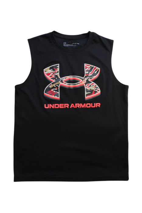 A Black Sleeveless T Shirts from Under Armour in size 10Y for boy. (Front View)