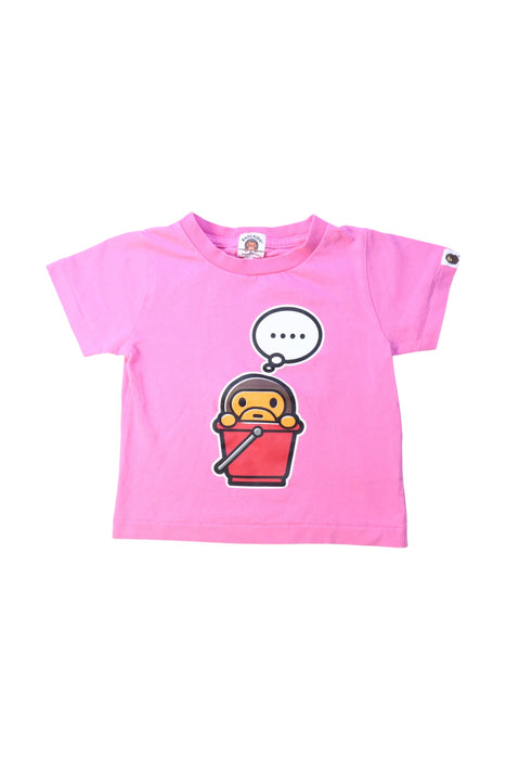 A Pink Short Sleeve T Shirts from BAPE KIDS in size 2T for girl. (Front View)