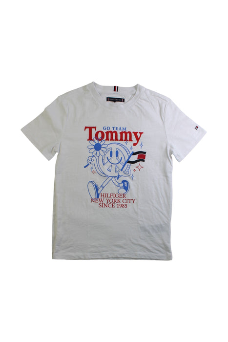 A White Short Sleeve T Shirts from Tommy Hilfiger in size 10Y for girl. (Front View)