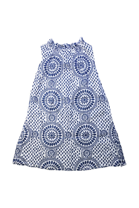 A Blue Sleeveless Dresses from Comme Maman Collection in size 4T for girl. (Front View)
