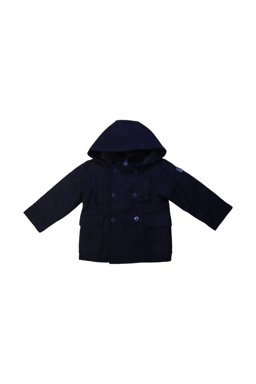 A Navy Coats from Jacadi in size 3T for neutral. (Front View)