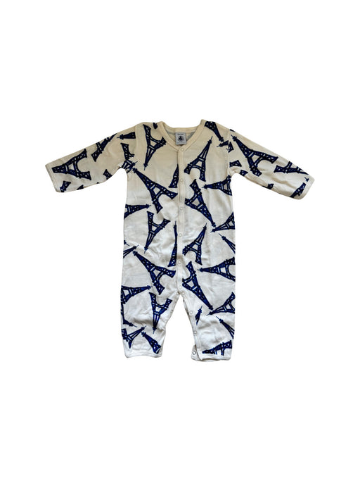 A White Onesies from Petit Bateau in size 6-12M for neutral. (Front View)