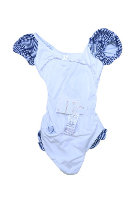 A Blue Swimsuits from Monnalisa in size 8Y for girl. (Back View)