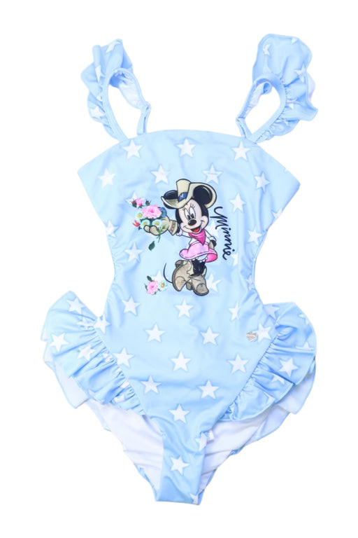 A Blue Swimsuits from Monnalisa in size 8Y for girl. (Front View)