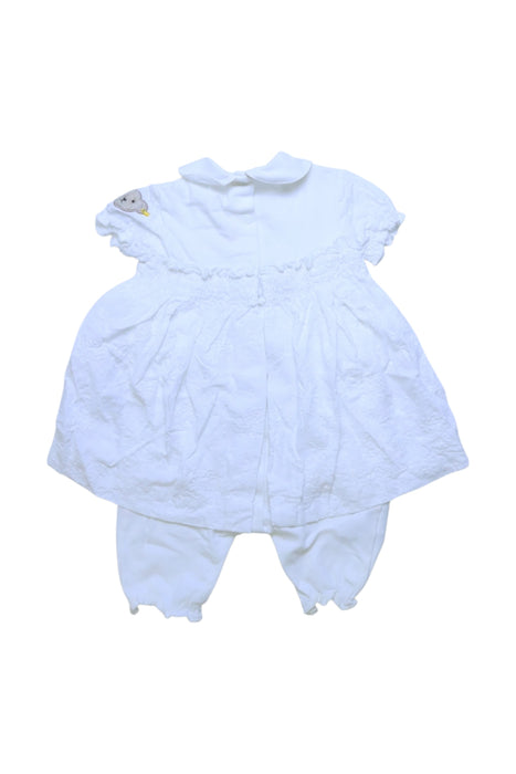 A White Short Sleeve Rompers from Steiff in size 12-18M for girl. (Back View)