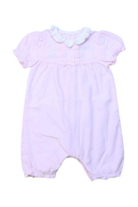 A Pink Short Sleeve Rompers from Emile et Rose in size 3-6M for girl. (Front View)