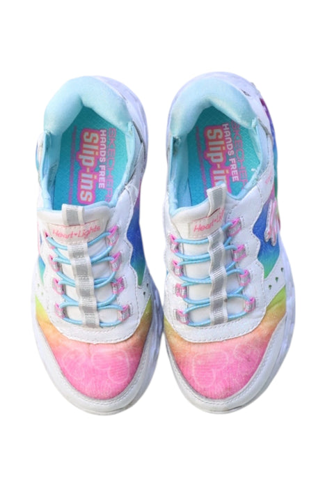 A Multicolour Sneakers from Skechers in size 7Y for girl. (Back View)