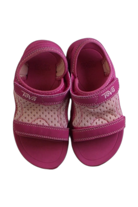 A Pink Sandals from Teva in size 4T for girl. (Back View)