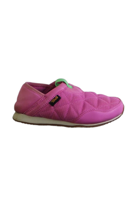 A Pink Slip Ons from Teva in size 5T for girl. (Front View)