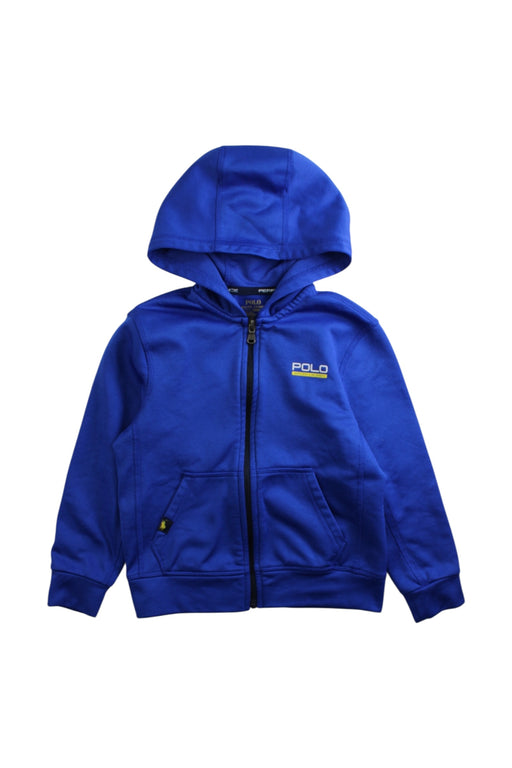 A Blue Zippered Sweatshirts from Polo Ralph Lauren in size 5T for boy. (Front View)