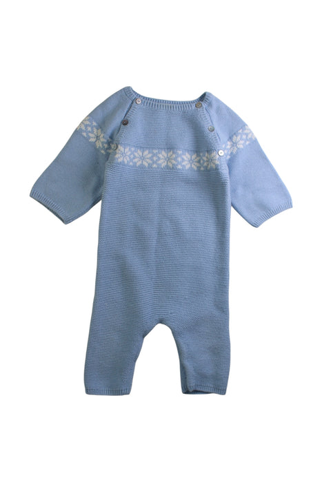 A Blue Long Sleeve Jumpsuits from Jacadi in size 3-6M for neutral. (Front View)