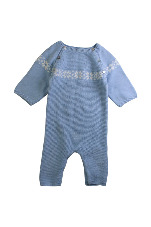 A Blue Long Sleeve Jumpsuits from Jacadi in size 3-6M for neutral. (Front View)