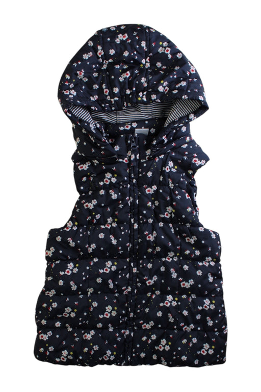 A Navy Outerwear Vests from Petit Bateau in size 6T for girl. (Front View)