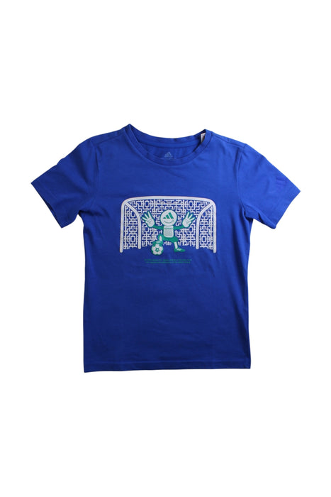 A Blue Short Sleeve T Shirts from Adidas in size 8Y for boy. (Front View)