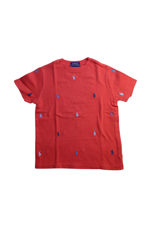 A Red Short Sleeve T Shirts from Polo Ralph Lauren in size 5T for boy. (Front View)